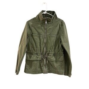 Old Navy Utility Field Jacket Womens M Olive Green Full Zip Drawstring